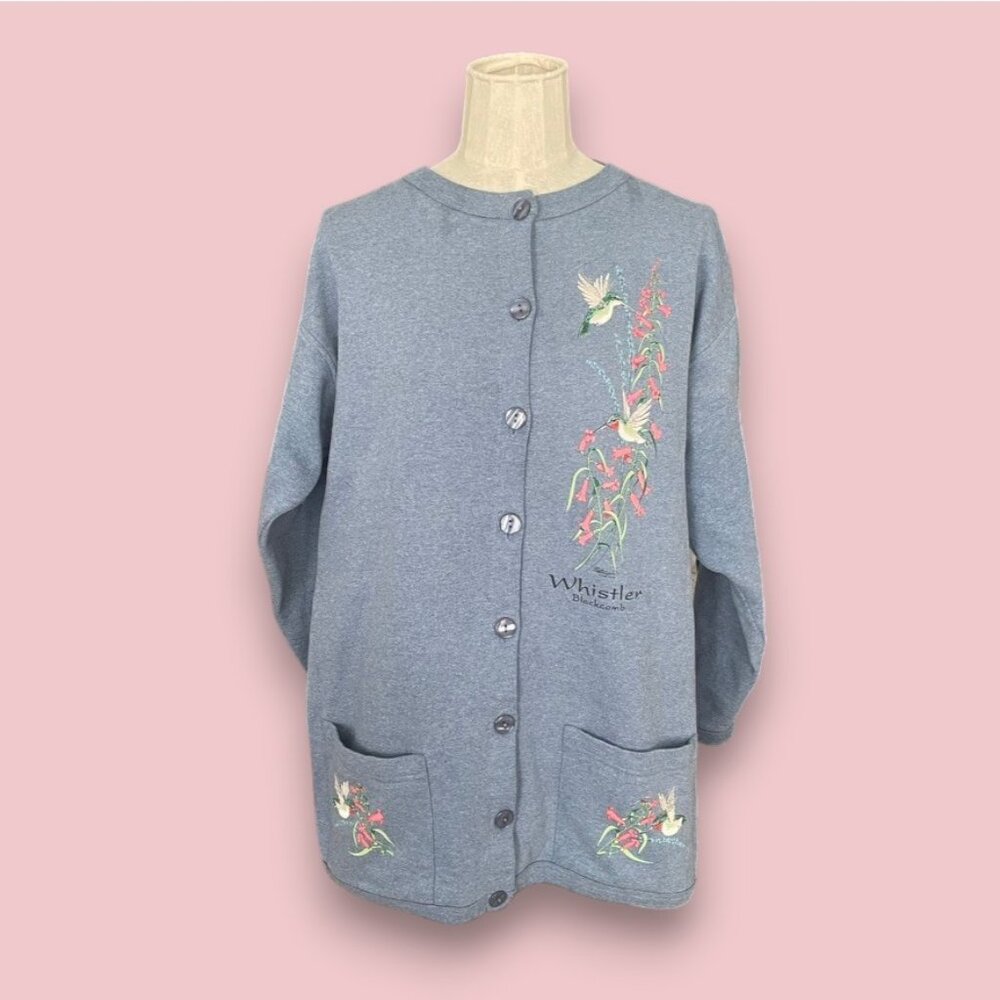 Vintage Canada North Sportswear Whistler Hummingbird Cardigan Small Grandmacore